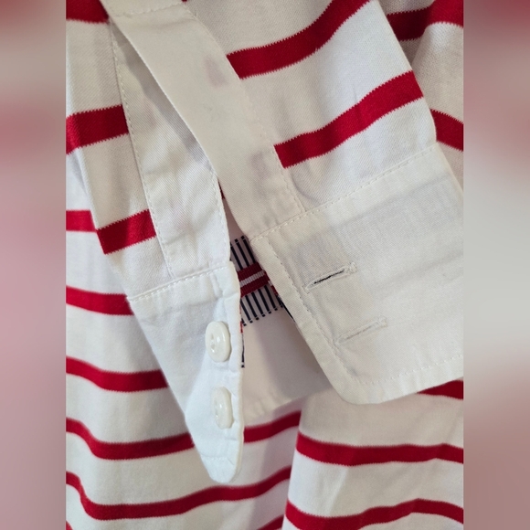 Paul Shark Yaht Retro Polo Red White Striped Long Sleeve Cotton Shirt Size XS - Picture 3 of 7